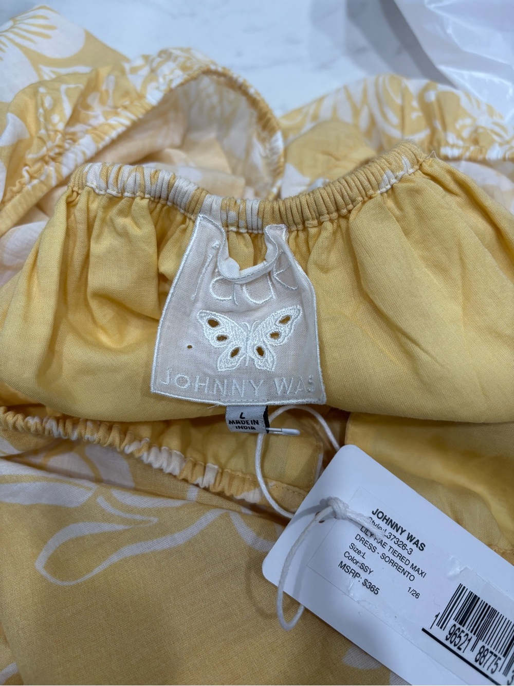 JOHNNY WAS LILY RAE TIERED MAXI DRESS COLOR: Sorrento Sunshine Yellow - Picture 7 of 13